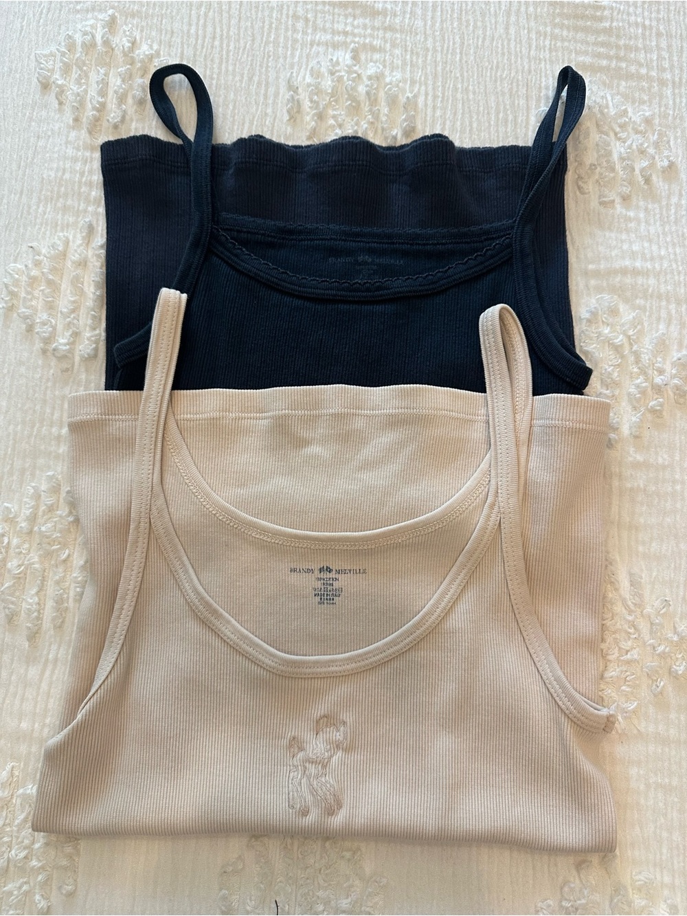 Brandy Melville Black & Cream Ribbed Camisole 2-Pack